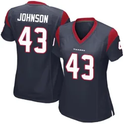 Houston Texans Women's Game Navy Blue Team Color Jersey (43 Jakob Johnson)