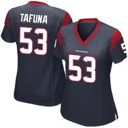 Houston Texans Women's Game Navy Blue Team Color Jersey (53 Junior Tafuna)