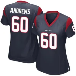 Houston Texans Women's Game Navy Blue Team Color Jersey (60 Jake Andrews)
