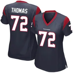 Houston Texans Women's Game Navy Blue Team Color Jersey (72 Jaylon Thomas)
