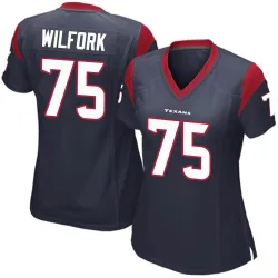 Houston Texans Women's Game Navy Blue Team Color Jersey (75 Vince Wilfork)