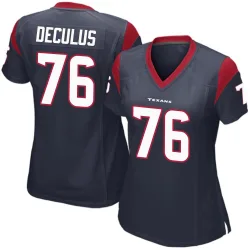Houston Texans Women's Game Navy Blue Team Color Jersey (76 Austin Deculus)