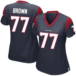 Houston Texans Women's Game Navy Blue Team Color Jersey (77 Trent Brown)