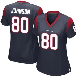 Houston Texans Women's Game Navy Blue Team Color Jersey (80 Andre Johnson)