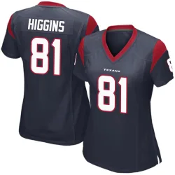 Houston Texans Women's Game Navy Blue Team Color Jersey (81 Jayden Higgins)