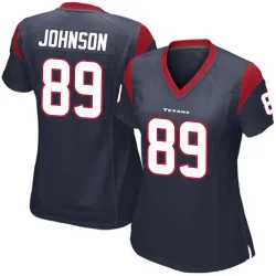 Houston Texans Women's Game Navy Blue Team Color Jersey (89 Xavier Johnson)