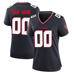 Houston Texans Women's Game Navy Team Jersey (00 Custom)