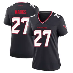 Houston Texans Women's Game Navy Team Jersey (27 Woody Marks)
