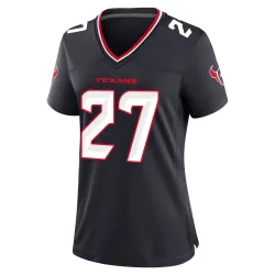 Houston Texans Women's Game Navy Team Jersey (27 Woody Marks)