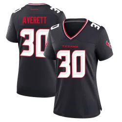 Houston Texans Women's Game Navy Team Jersey (30 Anthony Averett)
