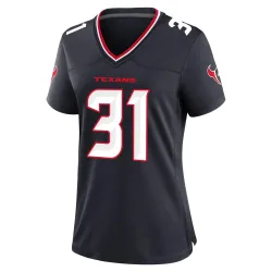 Houston Texans Women's Game Navy Team Jersey (31 Dameon Pierce)