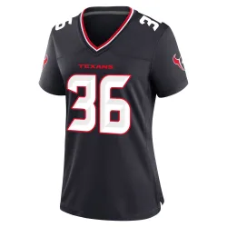 Houston Texans Women's Game Navy Team Jersey (36 Alijah Huzzie)