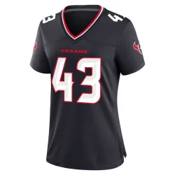 Houston Texans Women's Game Navy Team Jersey (43 Jakob Johnson)