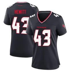 Houston Texans Women's Game Navy Team Jersey (43 Neville Hewitt)