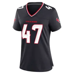 Houston Texans Women's Game Navy Team Jersey (47 K.C. Ossai)