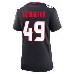 Houston Texans Women's Game Navy Team Jersey (49 Tucker Addington)