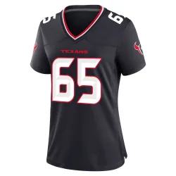 Houston Texans Women's Game Navy Team Jersey (65 Eli Cox)