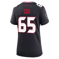 Houston Texans Women's Game Navy Team Jersey (65 Eli Cox)