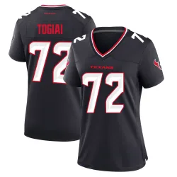 Houston Texans Women's Game Navy Team Jersey (72 Tommy Togiai)