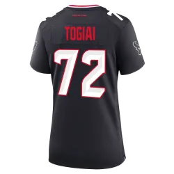 Houston Texans Women's Game Navy Team Jersey (72 Tommy Togiai)