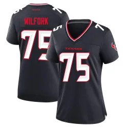 Houston Texans Women's Game Navy Team Jersey (75 Vince Wilfork)