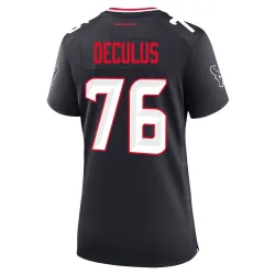 Houston Texans Women's Game Navy Team Jersey (76 Austin Deculus)