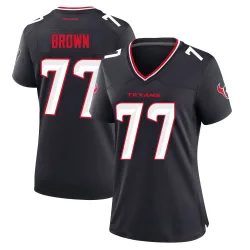 Houston Texans Women's Game Navy Team Jersey (77 Trent Brown)