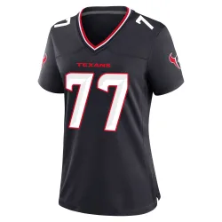 Houston Texans Women's Game Navy Team Jersey (77 Trent Brown)