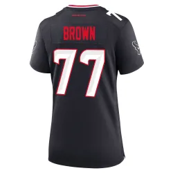Houston Texans Women's Game Navy Team Jersey (77 Trent Brown)