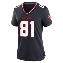 Houston Texans Women's Game Navy Team Jersey (81 Jaxon Janke)