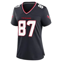 Houston Texans Women's Game Navy Team Jersey (87 Cade Stover)