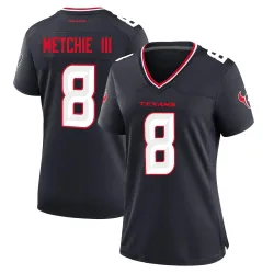 Houston Texans Women's Game Navy Team Jersey (8 John Metchie III)
