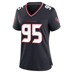 Houston Texans Women's Game Navy Team Jersey (95 Derek Barnett)