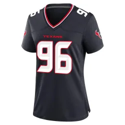 Houston Texans Women's Game Navy Team Jersey (96 Denico Autry)