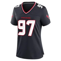 Houston Texans Women's Game Navy Team Jersey (97 Mario Edwards Jr.)