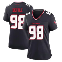 Houston Texans Women's Game Navy Team Jersey (98 Tim Settle Jr.)
