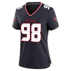 Houston Texans Women's Game Navy Team Jersey (98 Tim Settle Jr.)