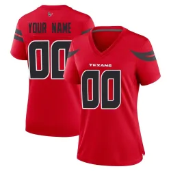 Houston Texans Women's Game Red Alternate Jersey (00 Custom)