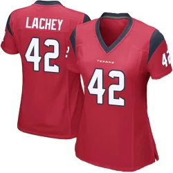 Houston Texans Women's Game Red Alternate Jersey (42 Luke Lachey)