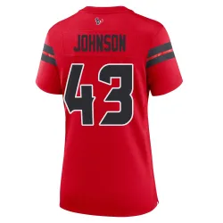 Houston Texans Women's Game Red Alternate Jersey (43 Jakob Johnson)