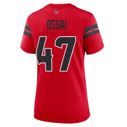 Houston Texans Women's Game Red Alternate Jersey (47 K.C. Ossai)