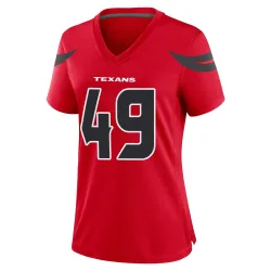 Houston Texans Women's Game Red Alternate Jersey (49 Tucker Addington)