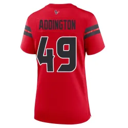 Houston Texans Women's Game Red Alternate Jersey (49 Tucker Addington)