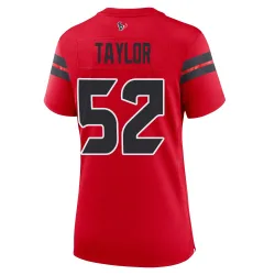 Houston Texans Women's Game Red Alternate Jersey (52 Darrell Taylor)