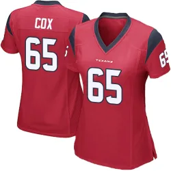Houston Texans Women's Game Red Alternate Jersey (65 Eli Cox)