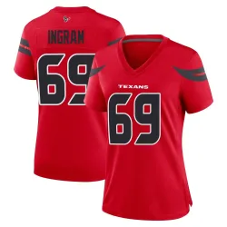 Houston Texans Women's Game Red Alternate Jersey (69 Ed Ingram)