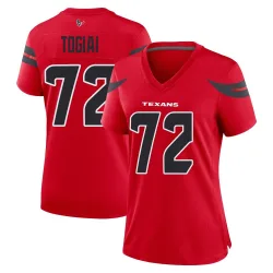 Houston Texans Women's Game Red Alternate Jersey (72 Tommy Togiai)