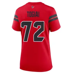 Houston Texans Women's Game Red Alternate Jersey (72 Tommy Togiai)