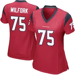 Houston Texans Women's Game Red Alternate Jersey (75 Vince Wilfork)