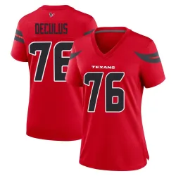 Houston Texans Women's Game Red Alternate Jersey (76 Austin Deculus)